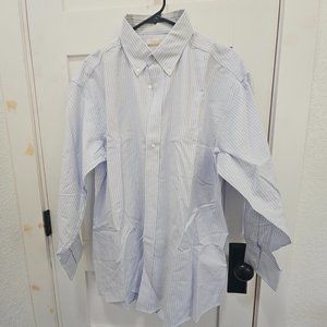Blue/White Stripe Rountree & Yorke Gold Label Non-Iron EZ Wash Button Down Shirt